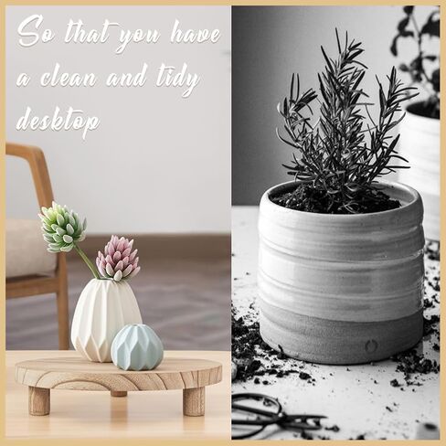 YY YEARCHY Plant Riser Desktop Plants Stand Wood Stool Mini Risers for Top Pots Indoor Decorative (Wood Large 2 Pcs) in Kuwait