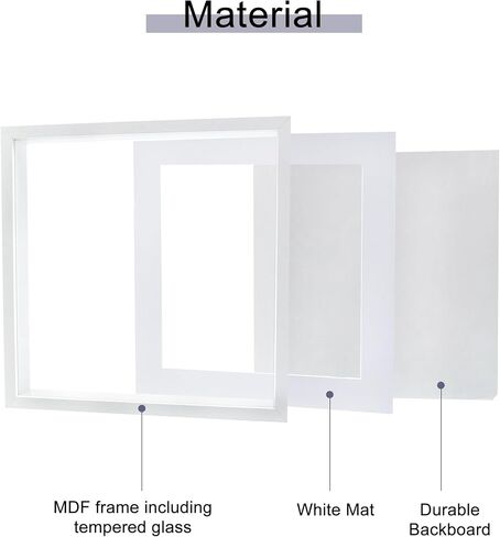 Baby Memories Shadow Box Frame with Mat, for 8x10 Pictures, in White Large Pictures Frame with Engineered Wood and Real Glass for Wall or Tabletop Display,11x14 in Saudi Arabia