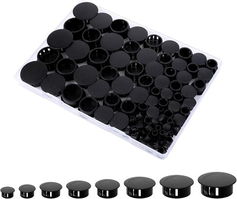 135Pcs Plastic Plugs for Round Holes, 8 Sizes Nylon Plastic Caps and Plugs, Pocket Hole Plugs for 1/4" 5/16" 3/8" 1/2" 5/8" 3/4" 7/8" 1", Flush Type Panel Knockout Locking Plugs for Cabinet, Furniture in Saudi Arabia