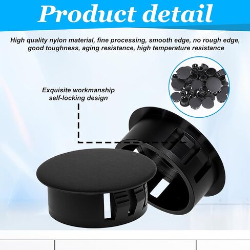 135Pcs Plastic Plugs for Round Holes, 8 Sizes Nylon Plastic Caps and Plugs, Pocket Hole Plugs for 1/4" 5/16" 3/8" 1/2" 5/8" 3/4" 7/8" 1", Flush Type Panel Knockout Locking Plugs for Cabinet, Furniture in Saudi Arabia