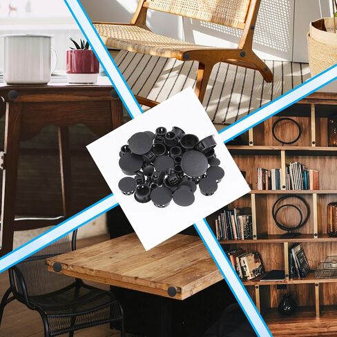 135Pcs Plastic Plugs for Round Holes, 8 Sizes Nylon Plastic Caps and Plugs, Pocket Hole Plugs for 1/4" 5/16" 3/8" 1/2" 5/8" 3/4" 7/8" 1", Flush Type Panel Knockout Locking Plugs for Cabinet, Furniture in Saudi Arabia