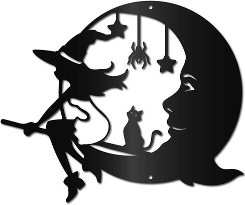 CREATCABIN Sun Metal Wall Art Decor Iron Wall Art Phase Moon Black Hollow Sculpture Hanging Decor Rustic Wall Sign Decoration for Indoor Outside Living Room Home Office Hotel Balcony 11.8 x 7.9Inch in Saudi Arabia