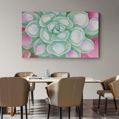 SndstnRaum Hand Painted Contemporary Minimalist Oil Painting Art 40"x24" powdered Green succulent Floral Abstract Art Large Painting Art For Home Walls Living Room Wall Decoration Art in Saudi Arabia
