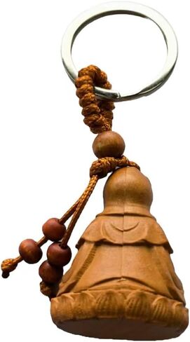 Feng Shui Kwan-yin Buddha Carved Men Women Keychain Car/Bag Pendant for Protection - Talisman, Light and small, Walnut in Saudi Arabia