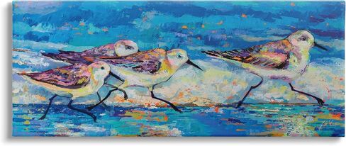 Stupell Industries Modern Street Style Sandpipers Walking Beach Shoreline Canvas Wall Art, Design By Jeanette Vertentes in Saudi Arabia