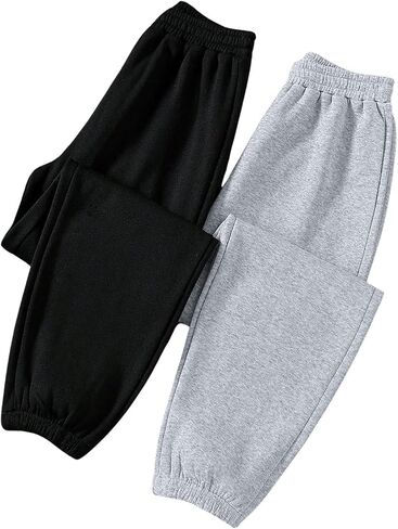 SOLY HUX Girl's Elastic Waist Sweatpants Joggers 2 Packs Sports Running Pants Casual Joggers in Saudi Arabia