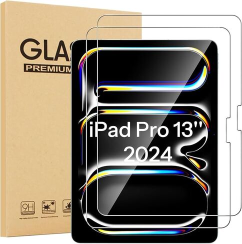واقي شاشة لجهاز iPad Pro 11 بوصة M4 2024,9H طبقة من الزجاج المقوى لجهاز iPad Pro الجيل الخامس مقاس 11 بوصة، شفاف عالي الدقة، خالٍ من الفقاعات، مقاوم للخدش، صديق للحافظة، متوافق مع معرف الوجه وقلم Apple - عبوتان in Saudi Arabia