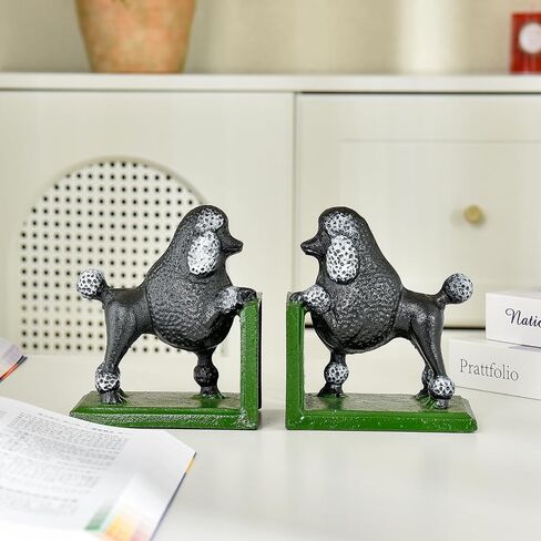 Sungmor Cast Iron Dog Sculpture Decorative Bookends, Animal Book End for Shelves Vintage Home Office Decor, Funny Bookend to Hold Books, Set of 2 Antique Brown Dog Statues in Saudi Arabia