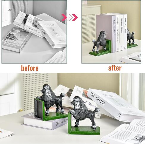 Sungmor Cast Iron Dog Sculpture Decorative Bookends, Animal Book End for Shelves Vintage Home Office Decor, Funny Bookend to Hold Books, Set of 2 Antique Brown Dog Statues in Saudi Arabia