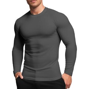 Men's Long Sleeve T-Shirt, Crewneck Base Layer, Lightweight Thermal Shirt Slim Fitted Tshirt Stretchy