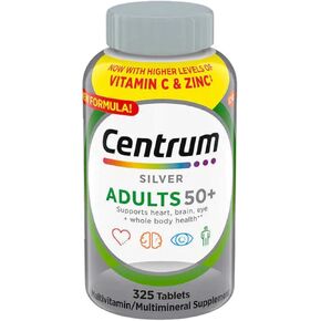 Centrum Silver Multivitamin for Adults 50 Plus Multivitamin Multimineral Supplement, Vitamin D3, Gluten Free - 325 Tablets - Pack of 1