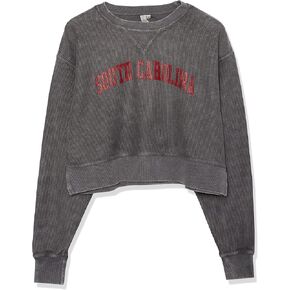 chicka-d Women's Standard Corded Boxy Pullover, Charcoal, Large