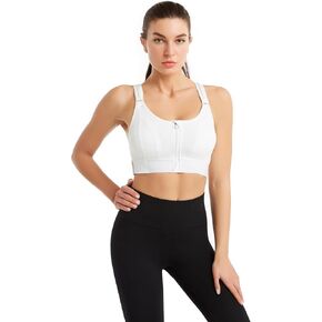 Crisscross Front Zip Snug High Impact Adjustable Sports Bra for Women