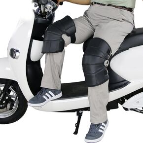 ITODA Warmer Motorcycle Knee Pads Sleeve Wraps PU Leather Windproof Thermal Plush Lining Outdoor Sports Cycling Knee Brace