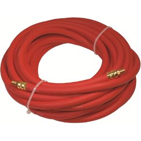 K Tool International 72035 3/8" x 35' Rubber Air Hose for Garages, Repair Shops and DIY, 1/4" MNPT, Solid Brass Fittings, 300 PSI, Protective PVC Bend Restrictor Ends, Rubber, Red
