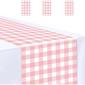 6 Pcs Black and White Checkered Table Runner 14 x 108 Plastic Table Runner for Race Car Theme Party Birthday Baby Shower Disposable Table Runner