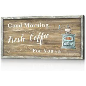 Black Latte Wooden Wall Art - Cafe Bar Sign Decor Rustic Coffee Inspirational Prints Framed Artwork for Kitchen Dining Room