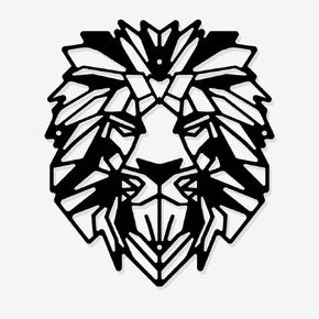 NBEADS Africa Lion Art Wall Decor, 10.74x9.21inch Iron Geometric Wall Decor Africa Lion Home Hanging Animal Line Drawing Wall Art Metal Wall Sculptures for Bedroom Living Room Black