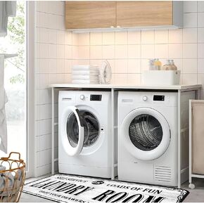 Laundry Room Rug Runner 20x47inch Non Slip Black Laundry Mats for Laundry Room Decor Washable Floor Laundry Rug for Laundry Room, Mudroom, Kitchen, Washroom, Bathroom