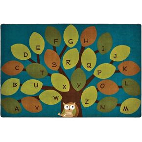 Carpets for Kids 20728 Owl-Phabet Tree Literacy Classroom Seating Rug 8ft x 12ft Rectangle Teal Blue