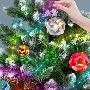 Iridescent Decorative Hanging Rose Ball Ornaments, 12-Piece Set, 4 Colors, for Christmas, Halloween, Weddings, Parties, Hanging Decorations for Christmas Trees, Ceilings and Windows.