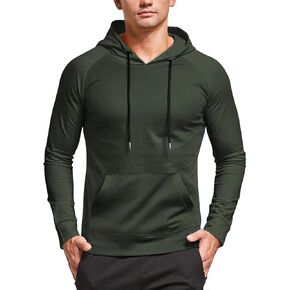 Lexiart Mens Thin Athletic Hoodie Pullover Long Sleeve Workout Tee Shirts with Casual Hooded Drawstring and Kanga Pocket