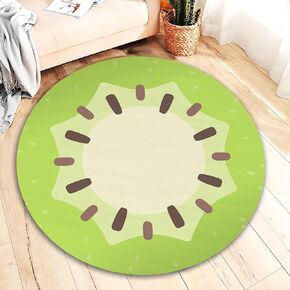 Cute Kiwi Fruit Rug Cool and Fresh Home Decor for Kitchen Kids Room Bathroom Bedroom Non Slip Machine Washable Round Large Area Rug Spring Summer Home Decoration Carpet (2x2 ft.)