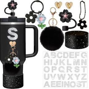 Accessories for Stanley Cups,A-Z Initial Letter Decorations for Stanley,Siliocne Water Bottle Boots Cover Charm