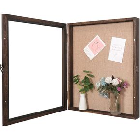 16x20 Shadow Box Frame, Extra Large Shadow Boxes Display Cases with Door and Metal Lock for Keepsake Photos Tickets Flowers Bouquet Memorial Items Collages (Carbonized)