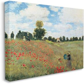 Stupell Industries The Poppy Field Classic Painting, Designed by Claude Monet Wall Art, 24 x 30, Gallery Wrapped Canvas