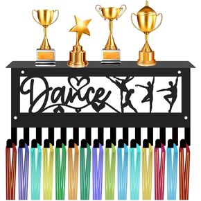 CREATCABIN Dance Medal Hanger Display with Shelf Trophy Medal Holder Sports Rack Frame Iron Wall Mount Medal Hangers Organizer for Hanging Over 70 Medals Badges Ballet Dancing Medalist 11.8 x 5.1Inch