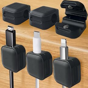 6 Pack Magnetic Cord Organizer Cord Holder,VastWeiTao Easy Secure Adhesive Cable Management for Home Office Desk Phone Car Wall Desktop Nightstand Black