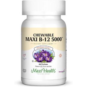 Maxi Health Chewable Vitamin B-12 - 5000 mcg - Energy Booster - Berry Flavor - 60 Chewies - Kosher