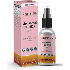 Liposomal Liquid Vitamin D3 + Vitamin B12 Spray |2 Month Supply|1 fl oz|Non-GMO |Sugar free|Travel Friendly|Immune Support, Bone Health, Supports Energy, Brain Function