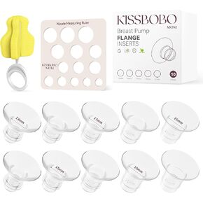 Breast Pump Electrical Flange Inserts 13/15/17/19/21mm & Nipple Ruler & Cleaning Brush,Compatible with Momcozy S12 Pro/S9 Pro/S9/S12/Bellababy/TSRETE/Nuliie (10 Pack)…