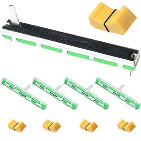 5PCS Slide Potentiometer Fader B103 B10K Ohm Double Channel Electronic Mixer Potentiometer for Adjust Volume, Brightness with Slide Potentiometer Cap