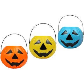 UPKOCH 3pc Halloween Pumpkin Bucket Portable Plastic Candy Bucket Trick or Treat Bucket with Handle for Halloween Party Favor Supplies
