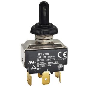 HY29D Toggle Switch with Silicone Protection Cover, DPDT ON-Off-ON, 125/277V 20/15A 2HP 6 Pins Toggle Switches - Waterproof Dustproof