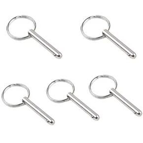 5 Pcs Quick Release Pins, 6mm x 60mm Carbon Steel Safety Pin Locking Pins Hardware for Boat, Mechanics