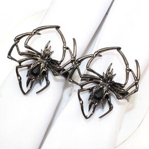 Halloween Napkin Rings Decoration 4 Pcs, Metal Rings Holders for Home Birthday Party Dinner Table Favors Supplies Halloween Bar Dinning Costume Decor (Black Spider Claws)