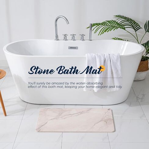 Vannokor Stone Bath Mat,Diatomaceous Earth Shower mat Non Slip,Stone Bath Mats for Bathroom Quick Dry,Easy to Clean.(23.6"x15.4" GrayishWhite Marble) in Saudi Arabia