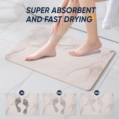 Vannokor Stone Bath Mat,Diatomaceous Earth Shower mat Non Slip,Stone Bath Mats for Bathroom Quick Dry,Easy to Clean.(23.6"x15.4" GrayishWhite Marble) in Saudi Arabia