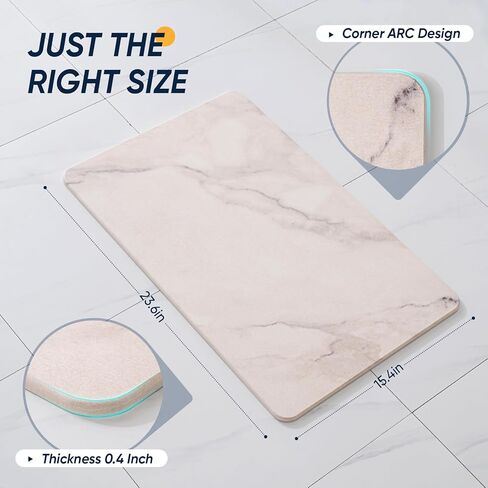 Vannokor Stone Bath Mat,Diatomaceous Earth Shower mat Non Slip,Stone Bath Mats for Bathroom Quick Dry,Easy to Clean.(23.6"x15.4" GrayishWhite Marble) in Saudi Arabia