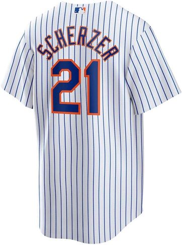 قميص Nike Max Scherzer New York Mets MLB للأطفال للشباب 8-20 أبيض مقلم (الولايات المتحدة، رقمي، 18، 20، عادي، أبيض) in Saudi Arabia