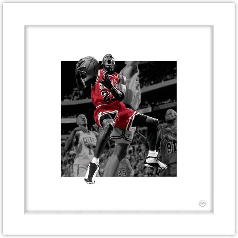 Trends International Gallery Pops Michael Jordan - Reverse Layup Color Pop Wall Art, Black Framed Version, 12" x 12" in Saudi Arabia