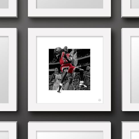 Trends International Gallery Pops Michael Jordan - Reverse Layup Color Pop Wall Art, Black Framed Version, 12" x 12" in Saudi Arabia