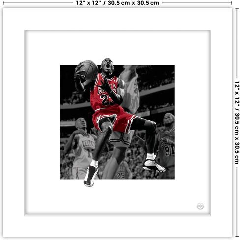 Trends International Gallery Pops Michael Jordan - Reverse Layup Color Pop Wall Art, Black Framed Version, 12" x 12" in Saudi Arabia