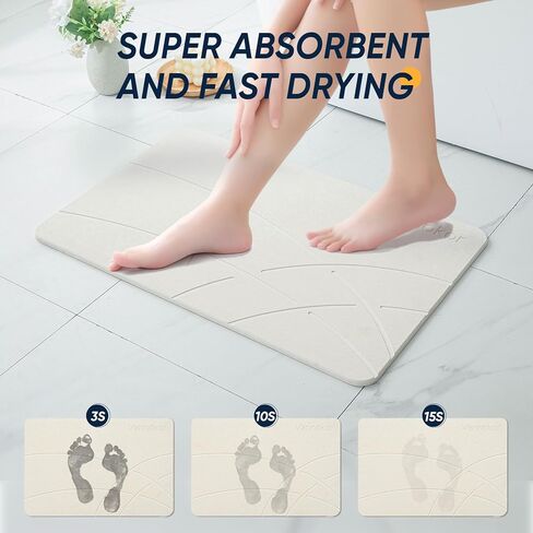 Vannokor Stone Bath Mat,Diatomaceous Earth Shower mat Non Slip,Stone Bath Mats for Bathroom Quick Dry,Easy to Clean.(23.6"x15.4" GrayishWhite Marble) in Saudi Arabia