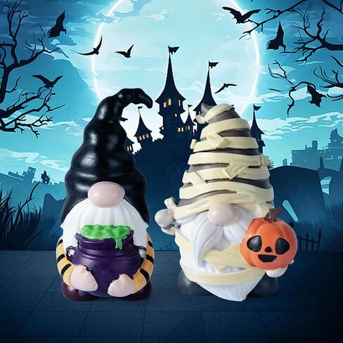 Halloween Gnomes for Indoor and Outdoor Decor- 2 Resin Garden Gnomes Statues,Halloween Gnomes Figurines, Perfect Addition to Your Fall and Halloween Decorations in Saudi Arabia