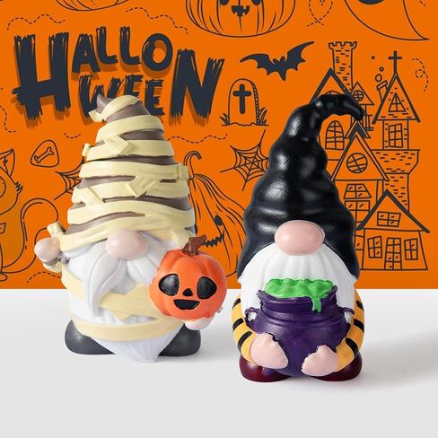 Halloween Gnomes for Indoor and Outdoor Decor- 2 Resin Garden Gnomes Statues,Halloween Gnomes Figurines, Perfect Addition to Your Fall and Halloween Decorations in Saudi Arabia